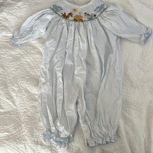Shrimp & Grits Smocked Manger Romper